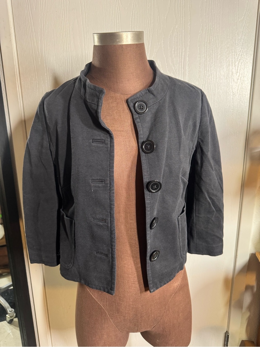 Banana Republic Black Cropped Button Jacket